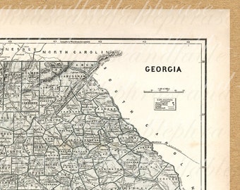Map of Georgia From the 1800s 367 New World old map Digital Image Download America State  USA States home instant gift Southwestern Atlanta