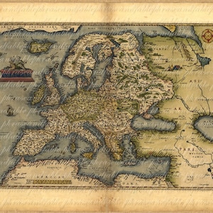 Alte Karte von Europa aus dem Jahr 1500 081 Antike alte Kartographie digitales Bild herunterladen Spanien Italien Griechenland im Ausland Frankreich Deutschland Antik