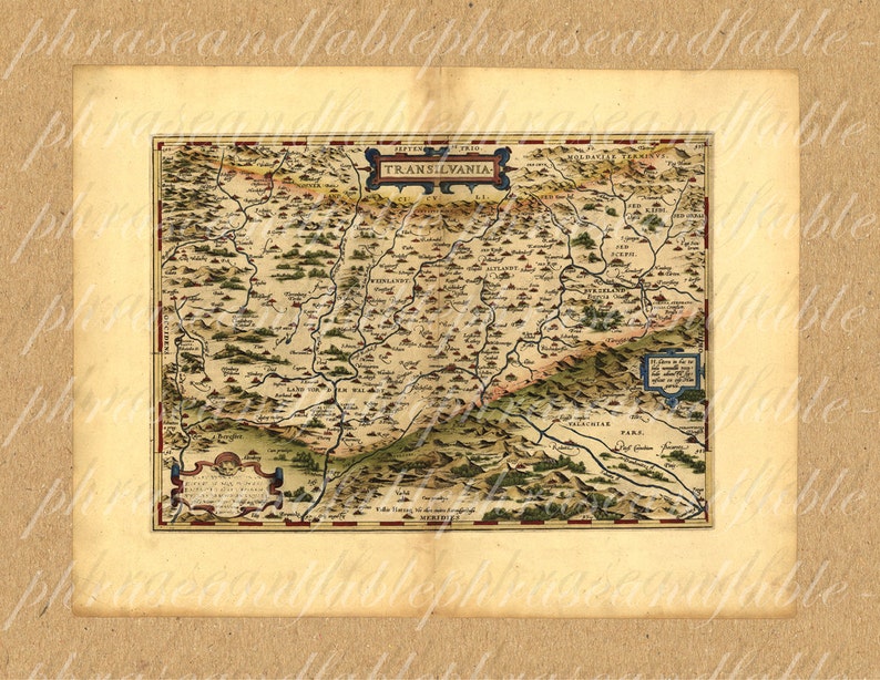 Map of Transylvania From 1500s Ancient Old World Cartography Vampire ...