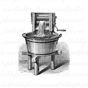 Laundry 224 Housekeeping Clean Water Apparatus Machine Bucket Wash Clothes Soap Suds Toil Home House Clip Art Download Vintage Digital image 2