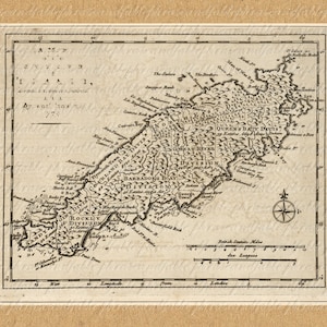 Map of Tobago from the 1700s 241 Digital Download Trinidad and Tobago Caribbean Island Tropics Vacation Voyage image 1