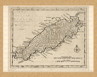 Map of Tobago from the 1700s 241 Digital Download Trinidad and Tobago Caribbean Island Tropics Vacation Voyage