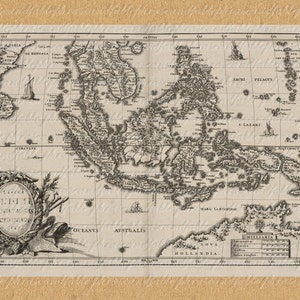 Carte des Indes orientales de la 1600 s 191 voile numérique Dernière Minute cadeau Indonésie Philippines Singapour Malaisie Timor
