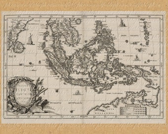 Map Of The East Indies From The 1600s 191 Sailing Digital Last Minute Gift Indonesia Philippines Singapore Malaysia Timor