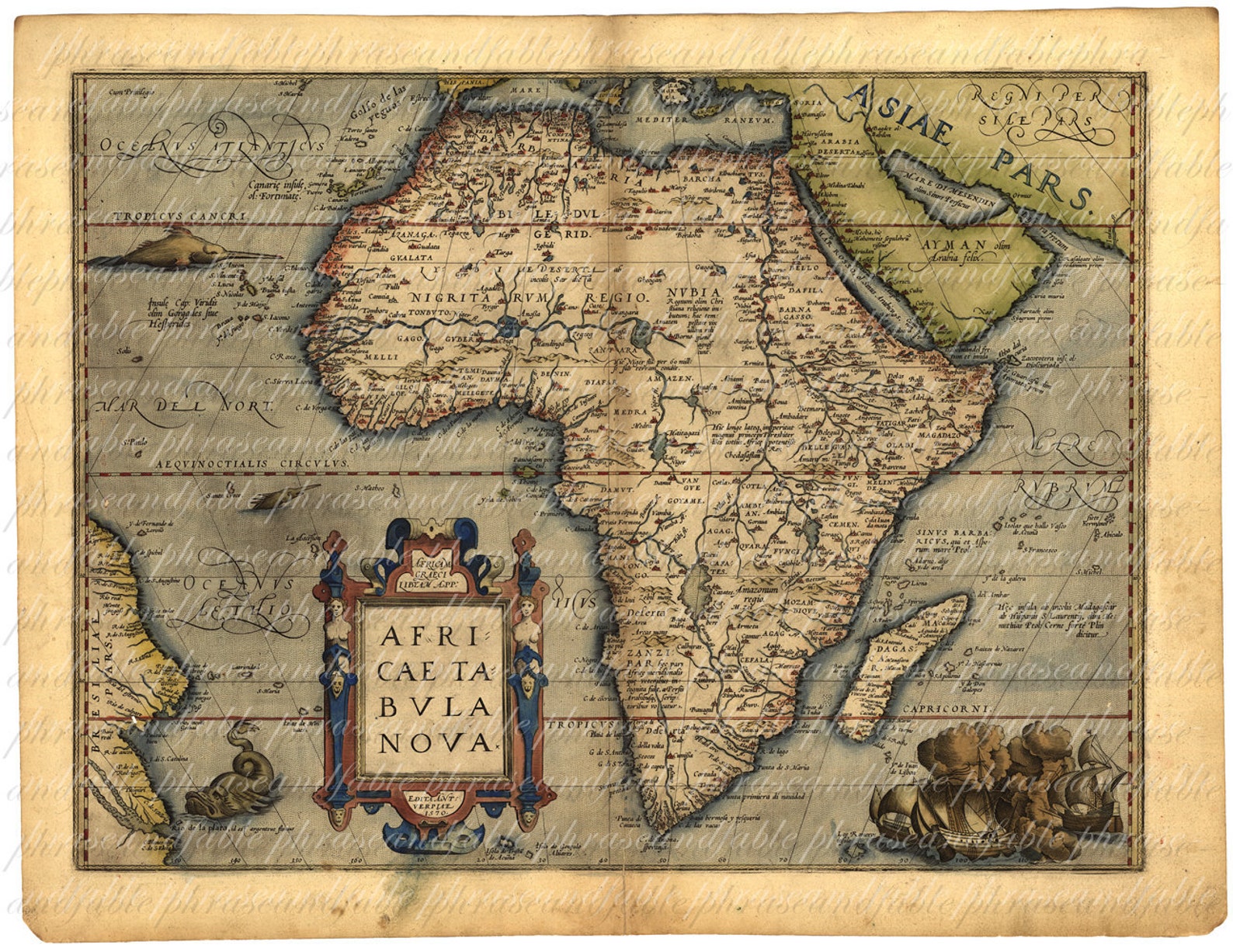 Map of Africa From the 1500s 034 Ancient Old World Cartography - Etsy