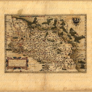 Mapa del suroeste de Polonia del siglo XVI 221 Regalo digital de último minuto del viejo mundo Wroclaw Ostrava República Checa Alemania Oder Gorlitz Piast Polaco