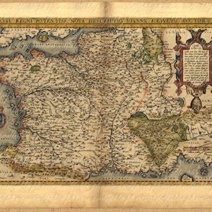 Kaart van Frankrijk van 1500s Franse Parijs oude oude wereld cartografie verkennen van Gallië Keltische Vintage digitale afbeelding downloaden 010 Last Minute