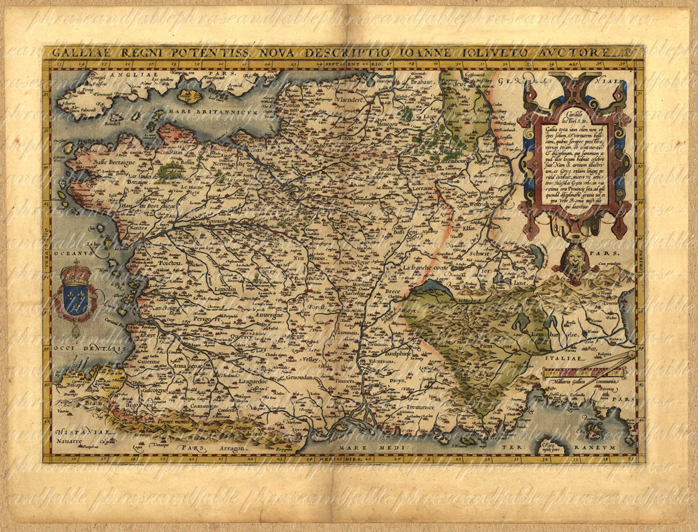 1500年代のフランスの地図 フランスのパリ 古代旧世界の地図作成