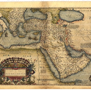 Map Of The Middle East From The 1500s Persia Saudi Arabia Cyprus Turkey Iran Iraq Dubai Israel Digital 044 image 2