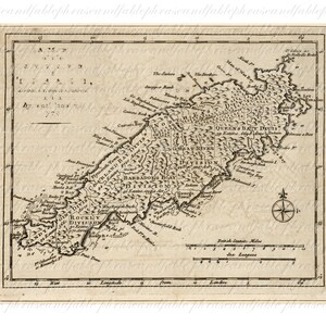 Map of Tobago from the 1700s 241 Digital Download Trinidad and Tobago Caribbean Island Tropics Vacation Voyage image 2