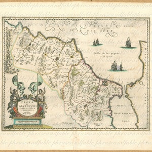 Carte du Maroc de la 1600 s 088 cartographie ancienne antiquité découverte voile Vintage Image numérique téléchargement
