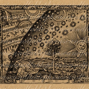 Edge of the Universe 013 Vintage Digital Clip Art Philosophy Space Science Religion Wonder Belief Doubt Ponder Curious Sky Stars