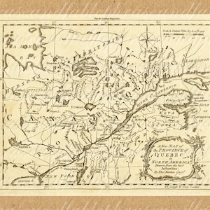 Map Of Quebec From The 1700s 319 Digital Last Minute Gift Canada French St. Lawrence River Canadian Quebecois Language Francais