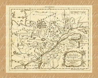 Map Of Quebec From The 1700s 319 Digital Last Minute Gift Canada French St. Lawrence River Canadian Quebecois Language Francais