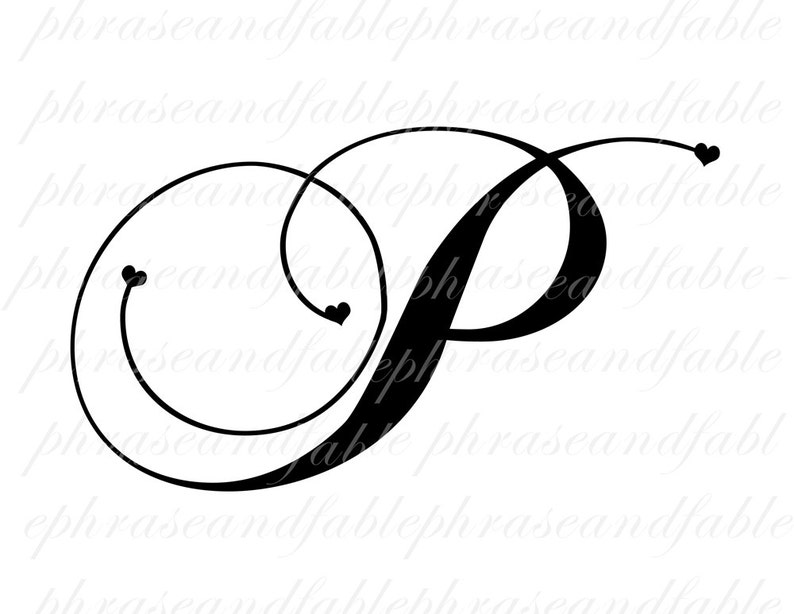 Letter P Hearts 286 Digital Download Alphabet Initial Name Glyph Character Font Typography Clip Art image 2