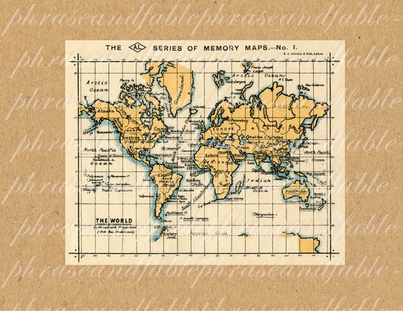 Map : World map 1460 1924, Das ist die Mapa mudi vo alle Land : un  Kungreich wie sie ligend in der gaze Welt , Antique Vintage Reproduction