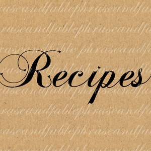 Recettes 341 Téléchargement numérique Graphic Hearts Instant Greeting Card Image Print Cookbook Memories Family Heirloom Swirl Graceful Pretty
