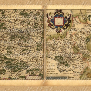 Karte Nordbayern Deutschlands von 1500 s 314 alten Welt Digital Download Schweinfurt Bamberg Furth Ansback Coburg Bayreuth Aschaffenburg