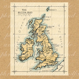 Karte von der britischen Inseln 360 England alten Weltkarte druckbare Vereinigtes Königreich digitales Bild sofortigen UK Geographie keltischen schottischen schottische Gälisch