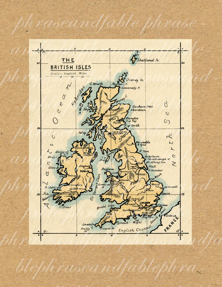 Map Of The British Isles 360 England Old World Map Printable Etsy