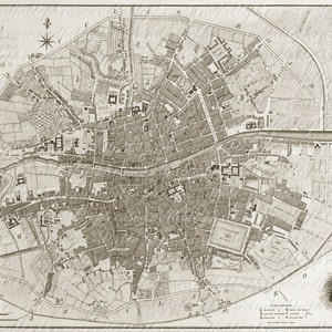 Karte von Dublin aus dem 1700 s 115 Dublin Irland Geographie Karte Kartographie irischen Travel Clip Art Digital Transfer drucken Ihre eigenen