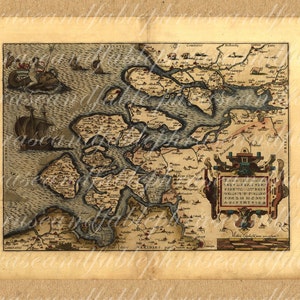 Karte der südwestlichen Niederlande vom 1500 s Middelburg Hellevoetsluis Terneuzen niederländischen Insel Texel Kartographie Jahrgang Digital Image herunterladen 310