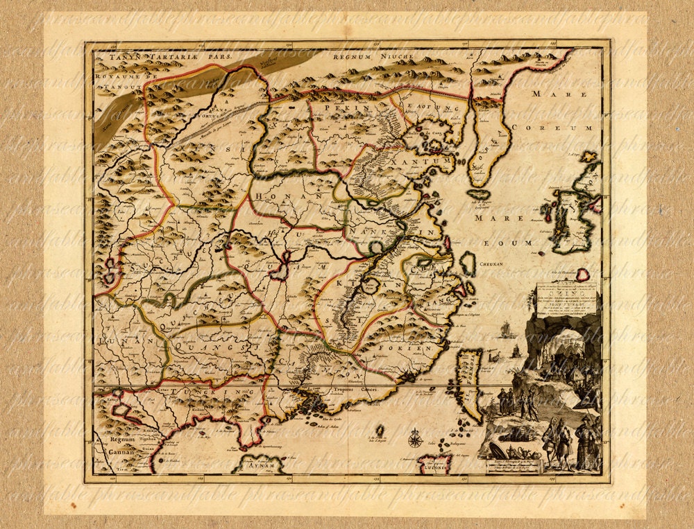 1700年代の中国の地図 189 古代 古い世界地図 航海 ヴィンテージ