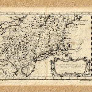 Karte von New England aus den 1700er Jahren 188 Download digitale Bild Amerika Maine New Hampshire Vermont Massachusetts Rhode Island Connecticut