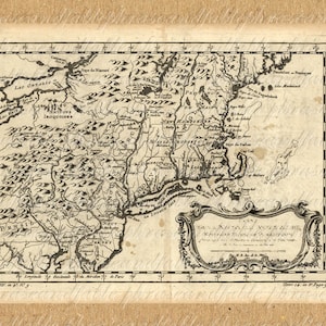 Map Of New England From The 1700s 188 Digital Image Download America Maine New Hampshire Vermont Massachusetts Rhode Island Connecticut image 1