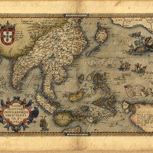 Carte de l’Inde de l’années 1500 ancienne carte cartographie du vieux monde antique Vintage Image numérique Télécharger 043