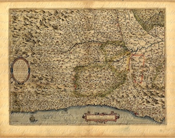 Map Of Piedmont, Northern Italy From The 1500s 160 Old World Map Vintage Transfer Travel Genoa, Milano, Crema Turin
