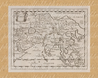 Map Of Asia From The 1600s 333 Japan India China India Persia Russia Arabia Capsium Ancient Old World Digital Image Download