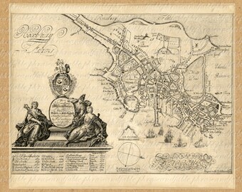 Map of Boston From The 1700s Printable Digital Image Download Massachusetts America United States New World Map 205