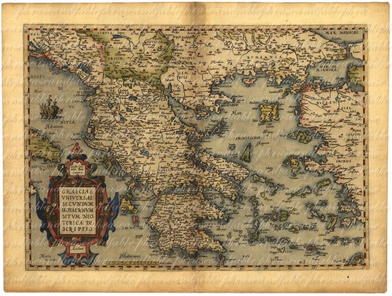 1500 年代のギリシャの地図 古代旧世界地図作成 航海の探検