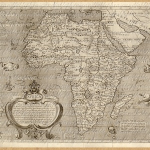 Karte von Afrika aus die alte antike Kartographie erkunden Safari Segeln Jahrgang Digital Image herunterladen Last-Minute nach 1600-201