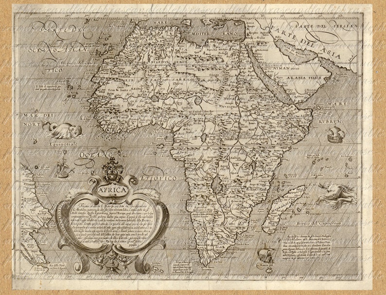 Map Of Africa From The 1600s 201 Ancient Old World Cartography | Etsy