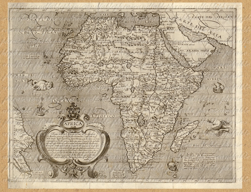 1600年代のアフリカの地図 201 古代旧世界地図作成 探検 サファリ