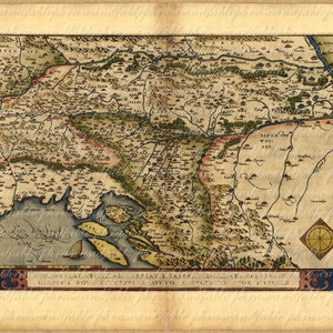 Map of the Balkans From 1500s 107 Ancient Old World Map Vintage Digital Travel Slovenia Croatia Bosnia Serbia Istria Hungary