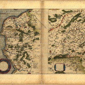 Costa Francesa e Costa Belga dos anos 1500 França Bélgica Oceano Belga Francês Cartografia Antiga Explorando Imagem Digital Vintage 170