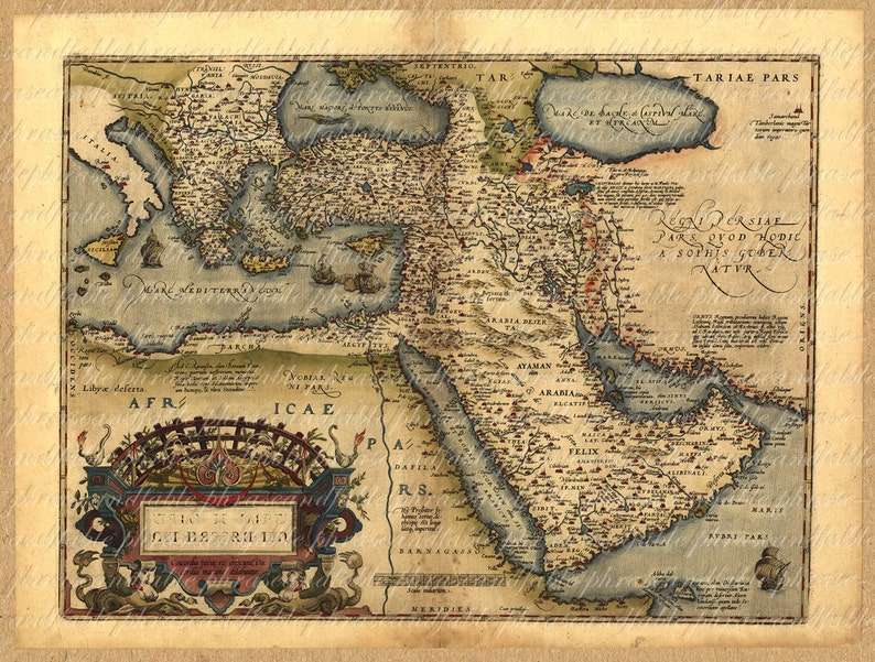 Map Of The Middle East From The 1500s Persia Saudi Arabia Cyprus Turkey Iran Iraq Dubai Israel Digital 044 image 1