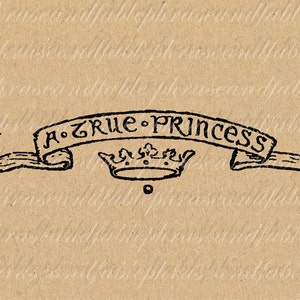 A True Princess Vintage Scroll Princess And The Pea Digital Image Download 032 Fairy Tale Story Scroll Crown Legend Imagination