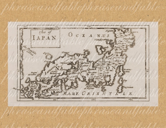 Map of Isles of Japan From the 1600s 332 Asia Far East Ocean Tokyo
