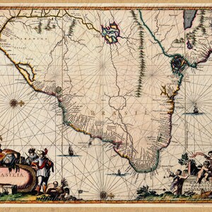 Carte du Brésil À partir des années 1600 195 Voile numérique capoeira cadeau de dernière minute Brasilia Rio de Janeiro Sao Paulo Salvador Carnival Amazon River