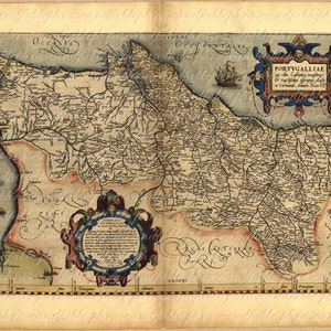 Map Of Portugal From The 1500s Lisbon Old World Portugese Cartography Ancient Vintage Transfer Clip Art Download 041