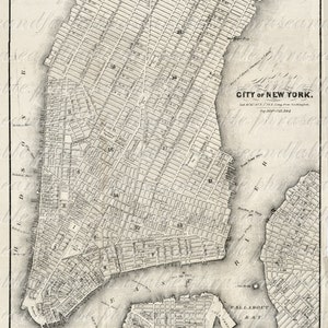 1800年代のニューヨークの地図 148 地図作成 ヴィンテージ デジタル画像 ダウンロード 大都市 私はニューヨークが大好き ビッグアップル ウォークアップ