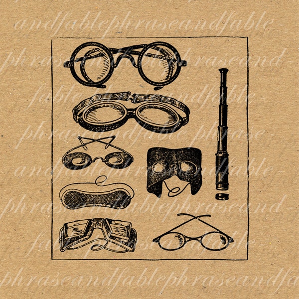Eyewear 182 Glasses Telescope Goggles Spectacles Sight See Eyes Optical Optometrist Medical Vintage Digital