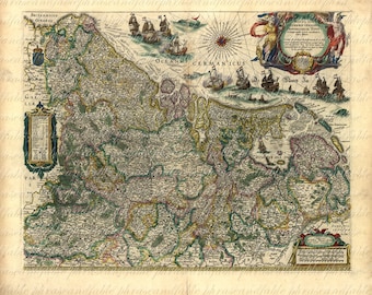 Map Of The Netherlands From The 1500s Amsterdam Holland Dutch Cartography Old World Ancient Digital Image Transfer 039