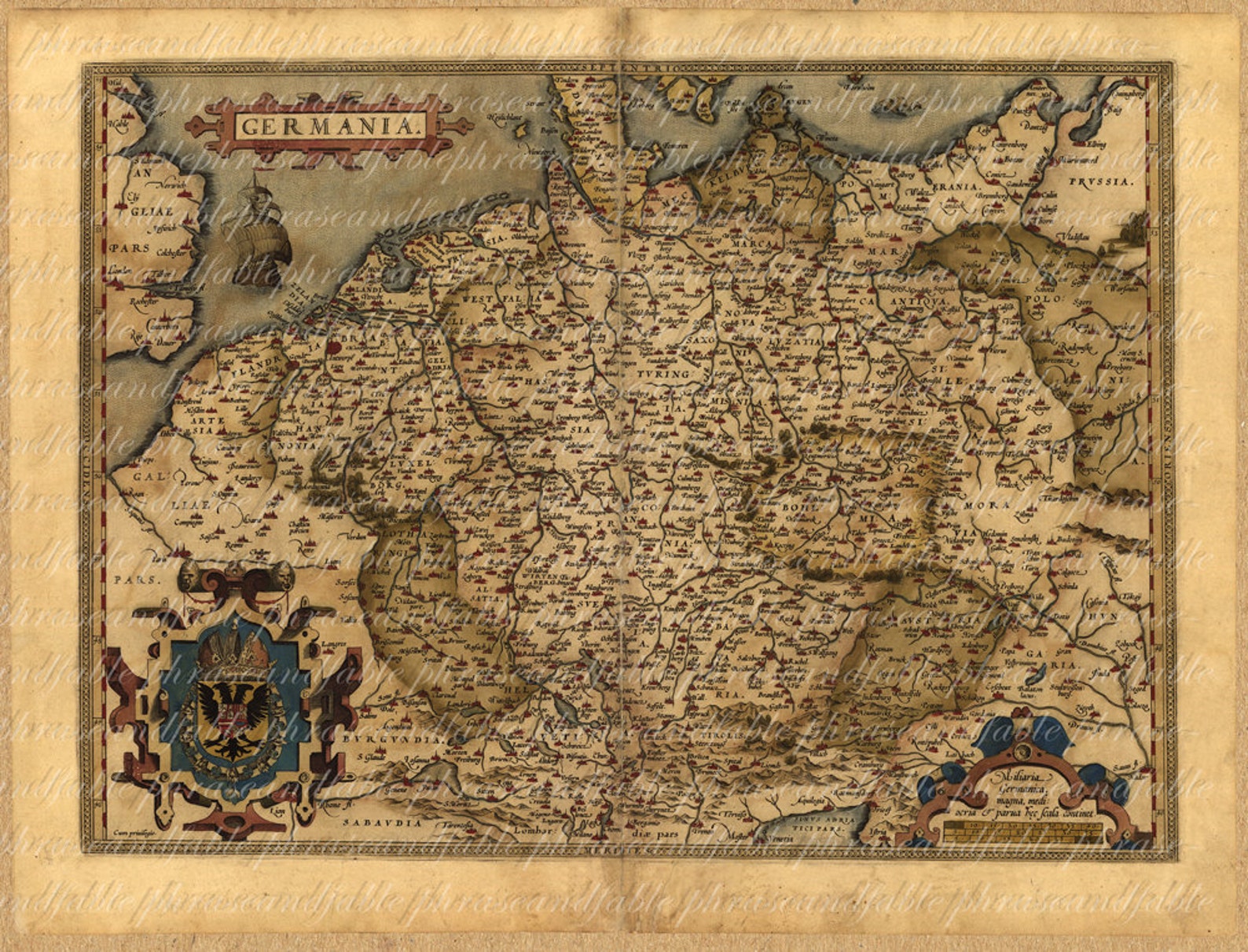 Karte von Deutschland aus dem Jahr 1500 092 Berlin München | Etsy