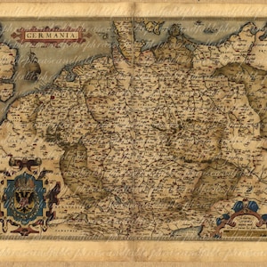 1500 年代のドイツの地図 092 ベルリン ミュンヘン フランクフルト ハンブルク 古代旧世界地図作成 ヴィンテージ デジタル画像 ダウンロード