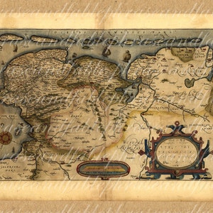 Carte du nord-est des Pays-Bas À partir des années 1500 Drachten Leeuwarden Sneek Heerenveen Néerlandais Holland Cartography vintage Digital Image Télécharger 312